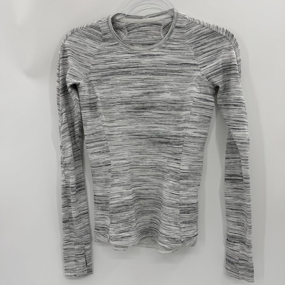 LULULEMON Runderful Long Sleeve Athletic Shirt Size 4 Space Dye Grey Mid Weight